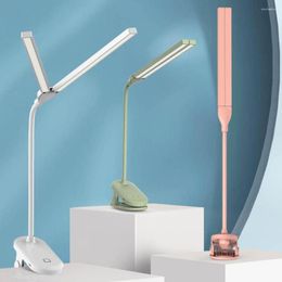 Table Lamps Eye Protection Clip-on LED Desk Lamp USB Foldable Reading Dimmable Night Light For Office Home Bedroom