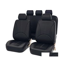 Car Seat Covers Ers 9Pcs Black Leather Set Cushion 5 Seats Fl Protector Er Protectorcar Drop Delivery Mobiles Motorcycles Interior A Dhtjg