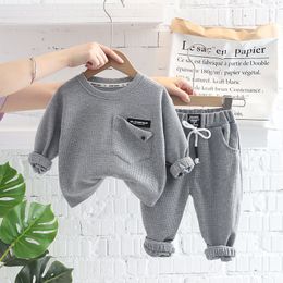 Clothing Sets New Autumn Baby Girl Boys Clothing Infant Casual Sport Solid T Shirt Pants 2pcs/Set Kid Child Clothes Suits Cotton Tracksuits 230505