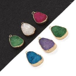 Pendant Necklaces Natural Stone Color Crystal Irregular 12x25mm Charm Making DIY Necklace Earrings Fashion Jewelry Boutique Accessories