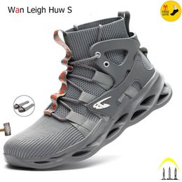 Safety Shoes Male Work Boots Indestructible Safety Shoes Men Steel Toe Shoes Puncture-Proof Work Sneakers Male Shoes For Adult Work Shoes 230505
