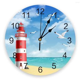 Wall Clocks Lighthouse Beach Seagull 3D Clock Modern Design Brief Living Room Decoration Kitchen Art Watch Home Decor