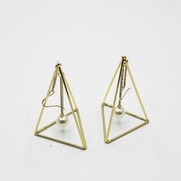 Stud Earrings Triangle Pearl Long European And American Style Red Temperament 311