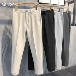 Men's Pants Spring Summer Ankle Length Men Slim Work Jogging Social Formal Suit Trousers Male Brand Khaki Black Korea Plus Size 40 42 230428