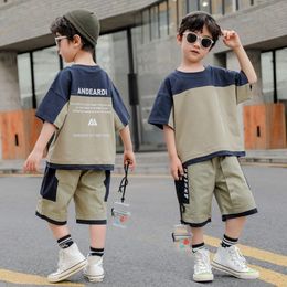 Clothing Sets Boys Summer Suit New Korean Style Children's Children and Teens Short Sleeve Shorts Two-Piece Set Fashionable Stylish Clothing 230505