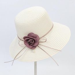 Wide Brim Hats Foldable Trendy Bow-knot Summer Holiday Fisherman Hat Washable Women Straw Braided For Adults