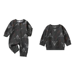 Family Matching Outfits Citgeett Autumn Kids Toddler Baby Boys Girls Pullovers Long Sleeve Print Sweatshirts Romper Casual Fall Clothes 230505