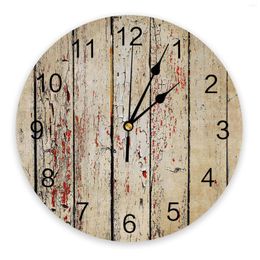 Wall Clocks Wood Grain Vintage Brown Clock Modern Design Stickers Home Decor Living Room Digital Bedroom Watch