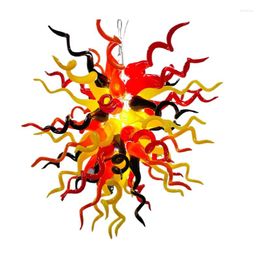 Chandeliers Chandelier Colourful Blown Glass Light Fixture Yellow Orange Black LED Lightings For Home