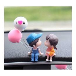 Interior Decorations Car Decoration Cute Cartoon Couples Action Figure Figurines Balloon Ornament Dashboard For Girls Gifts P230427 Dhvf7