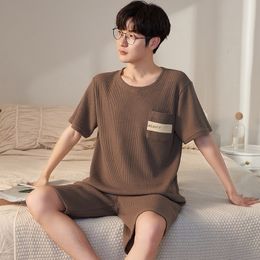 Men's Sleepwear Pyjamas Set Male Cotton Short-Sleeved Spiral Pattern Men's Summer Leisure Loose Home Clothing Soft Men Sleepwear Pijamas Pant 230505