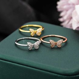 Band New Design Shiny Crystal Butterfly Wedding Ring for Women Romantic Zircon Rings Party Fashion Jewelry Gift Accessories