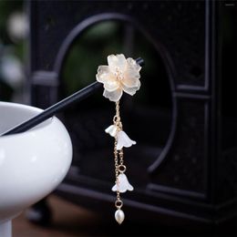 Hair Clips Chinese Flower Hairpins Sticks Vintage Wooden Stick Pins With Tassel For Women Ornaments Head Jewellery