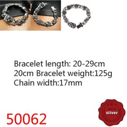 50062 Hip Hop S925 Sterling Silver Bracelet Punk Style Personalized Youth Dominant Cross Flower Multi Element Letter Jewelry Couple Popular Accessories