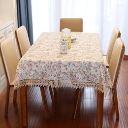 Table Cloth 1PC Handmade Polyester Rectangle Flower Tablecloth Proud Rose Golden Home Decoration Cover Lace Hollow Tapetes