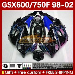 Body For SUZUKI KATANA GSX600F GSXF750 GSXF-750 GSXF 600 750 CC 169No.55 GSX750F 600CC 750CC 98 99 00 01 02 GSXF600 GSXF-600 1998 1999 2000 2001 2002 Fairing flames blue