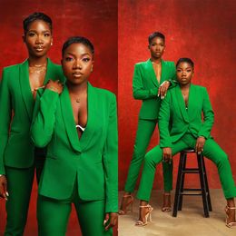 Green Girls 2 Pieces Pants Suits Prom Party Dress Deep V Neck Female Blazer Trousers Lady Outfit