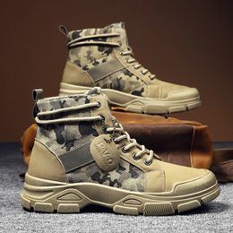 Safety Shoes Autumn Military Boots for Men Camouflage Desert Boots High-top Sneakers Non-slip Work Shoes for Men Buty Robocze Meskie 230505