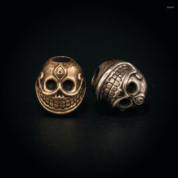 Outdoor Gadgets Original Smiling Little Skull Beads Brass Cupronickel Pendant Car Keychain Backpack Bracelet Necklace