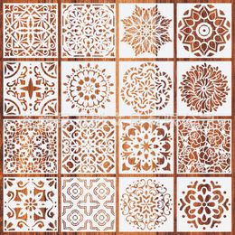 Wrap 16pcs Mandala environmental protection nontoxic auxiliary painting template stone wall painting spray pattern template ruler