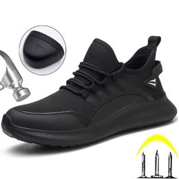 Safety Shoes Fashion Safety Shoes Men Anti-Smashing Steel Toe Cap Puncture Proof Indestructible Light Breathable Sneaker Work Shoes 230505