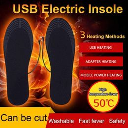 Shoe Parts Accessories USB Electric Heated Shoe Insole Winter Warm Women Foot Pad Washable Thermal Men Boot Mat Unisex Heating Shoe Insoles WJ085 230505