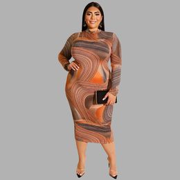 T-Shirt Autumn Womens Long Sleeve Dress Tight Fitting Sexy Bag Hip Zipper Vneck Plus Size Dress Special Pattern Printed Dre Midlength