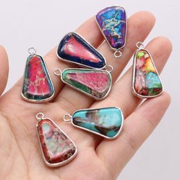 Pendant Necklaces Wholesale Natural Stone Irregular Emperor Silver Plated Charm For Jewellery Making DIY Necklace Accessorie 17x30mm