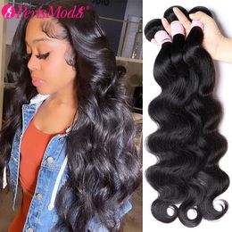 Lace PerisModa Body Wave Bundles Human Hair Brazilian Weaving Natural Black 3 4 Bundles Deal Virgin Hair 30 Inch Raw Hair 230518