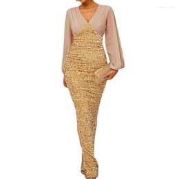 Ethnic Clothing African Dresses For Women Elegant Party Event Sequin Long Sleeve Stretch Luxury Formal Cocktail Africa Evening Dress