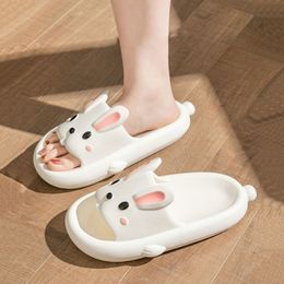 Rabbit Summer Bath Slippers Flip Flops Cute Cartoon Cloud Shoes For Women Indoor Outdoor Wear Soft Thick Beach Men Sanda 1181