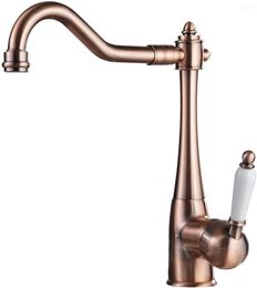 Kitchen Faucets Top Quality Sink Faucet Copper Traditional Period One Lever Hole Mixer Tap 360° Degree Swivel Wet Bar