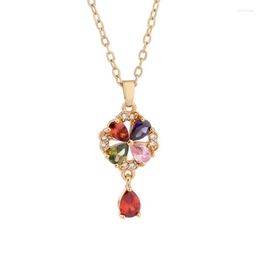 Pendant Necklaces Luxury Woman Jewellery 2023 Gold Colour Chain For Women Cubic Zirconia Wedding Long Necklace Big Gifts