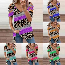 Women's Blouses Ladies V Neck Short Sleeve Printed Loose Casual Fashion Top Tops Layering 3 4 Tunic Stretch Camisoles