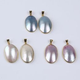 Pendant Necklaces Fashion Oval Shape Mabe Shell Gold Plated Diy Jewellery Accessory Making
