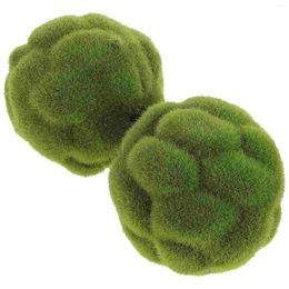 Decorative Flowers 2 Pcs Topiary Balls Green Moss Greenery Spheres Decor Home