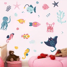 Wallpapers Underwater World Wallstickers Fish Kids Room Bedroom Decor Aesthetic Bathroom Wall Luminous Decals Glow In The Dark Art 230505