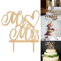 Festive Supplies 1PC Mr & Mrs Cake Decorating Birthday Wedding Wooden Party