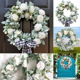 Decorative Flowers Spring And Summer Simulation Wreath Door Hanging Grass Farmhouse Welcome Sheep Decorations For Party