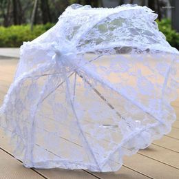 Umbrellas Bridal Lace Hollow Umbrella Wedding Decoration Po Props Rose Long Handle