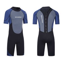 Wetsuits Drysuits Men's 2mm 3mm Onepiece Diving Suit Thermal Insulation Sun Protection Short Sleeve Swimming Surfing Snorkeling Shorty Wetsuit J230505