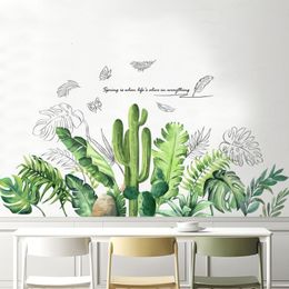 Wallpapers New wall stickers green leaves living room entrance hallway dormitory bedside decorative painting Decorative stickers 230505