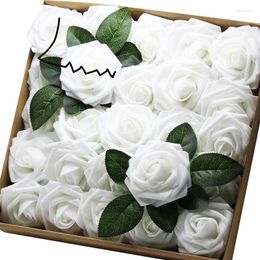 Decorative Flowers 50pcs 8CM Artificial Rose Party Home Wedding Decorations Foam Flower Ball Centrepieces Mint Hanging