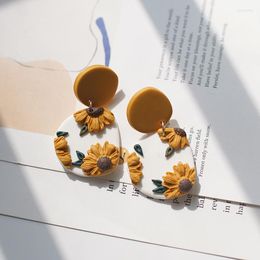 Dangle Earrings Handmade Daisy Floral Pattern Vintage Bohim Multi Sizes Shapes Big Size Light Weighted Polymer Clay Sets Stud For Daily