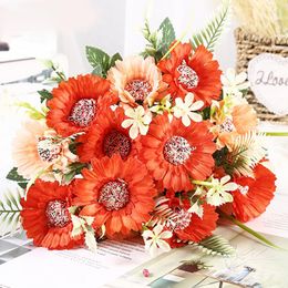 Decorative Flowers Daisy Artificial Sunflower Bouquet Silks For Home Bridal Wedding Decoration Party Festival Gifts Diy Vase Decor