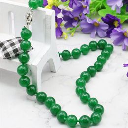 Chains Accessory Crafts Parts 10mm Green Beads Necklace Chalcedony Jewellery Semi Finished Stones Balls Gifts 18inch Wholesale Fitting