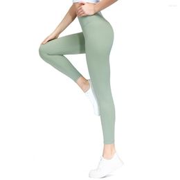 Active Pants Sport Woman Yoga High Waist Running Leggings For Fitness Nylon Naked-Feel Pocket Solid Gym Tight Workout Athletic