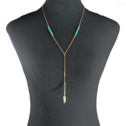 Pendant Necklaces LOREDANA Pine Stone Feather Necklace For Women Creative Partner Accessories Collarbone Chain.Good Figure
