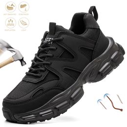 Safety Shoes New Work Boots Women Indestructible Steel Toe Breathable Safety Shoes Puncture-Proof Construction Wear-resistant Sneaker 230505