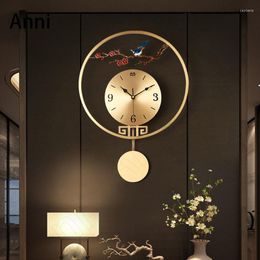 Wall Clocks Creativity Pure Copper Enamel Process Clock Modern Design European Magpie Decorative Home Living Room Decoration